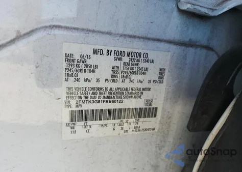 2015 Ford Edge Se from USA, damaged, VIN 2FMTK3G81FBB60122